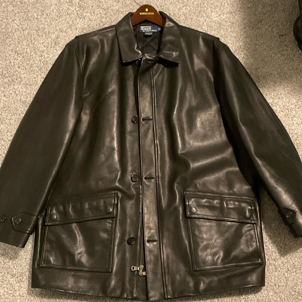 Polo by Ralph Lauren Black Leather Car Coat